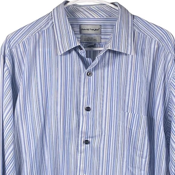 David Taylor Other - Vintage David Taylor Men’s XL Blue Striped Shirt Button Down Long Sleeve TLC